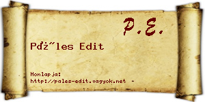Páles Edit névjegykártya