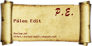 Páles Edit névjegykártya